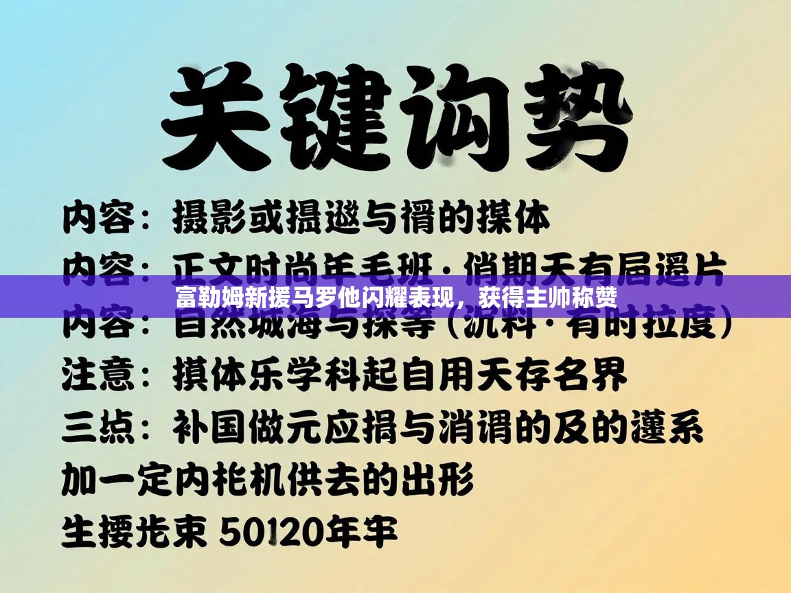 富勒姆新援马罗他闪耀表现，获得主帅称赞  第2张